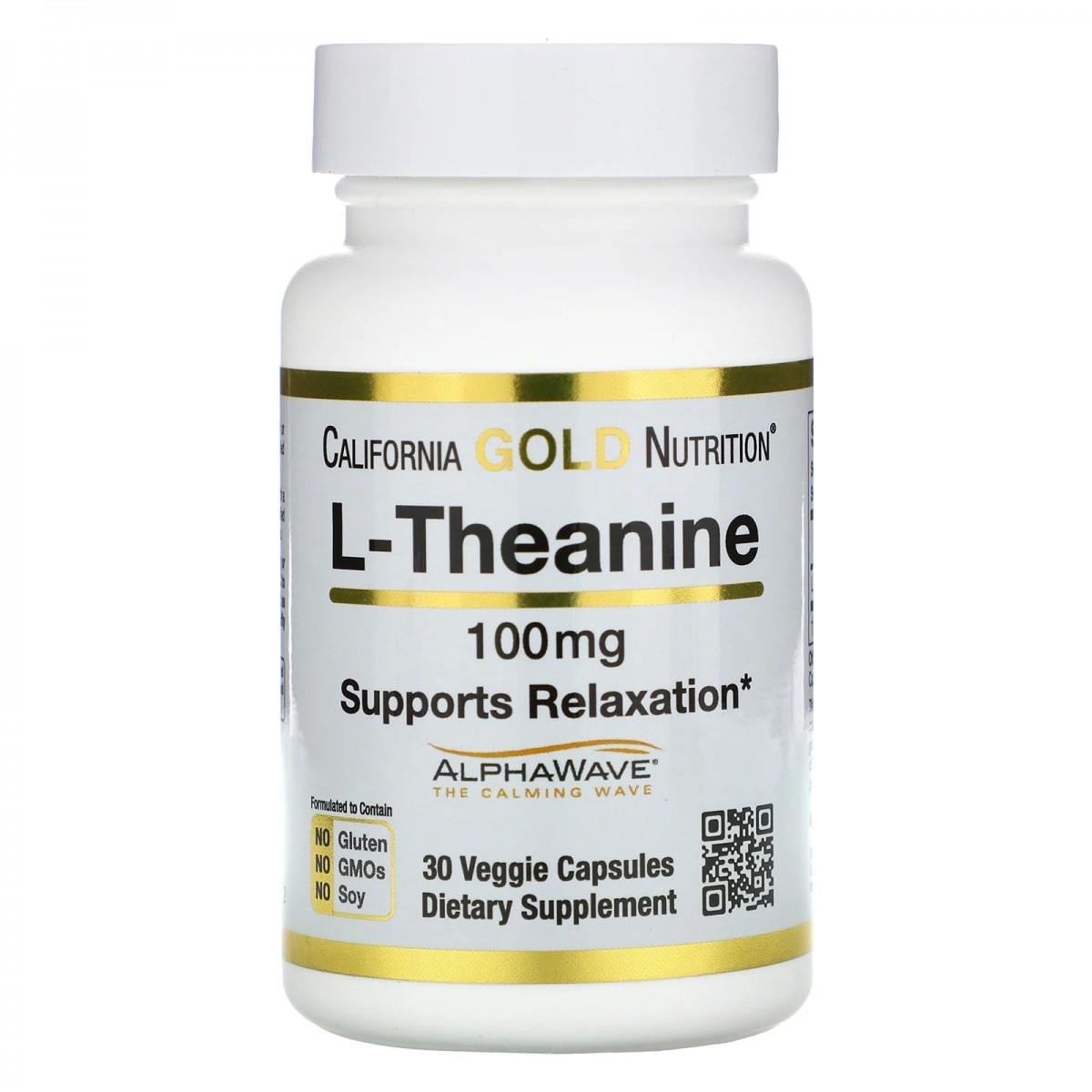 Аминокислоты California Gold Nutrition AlphaWave L-theanine 100 мг 30 капсул