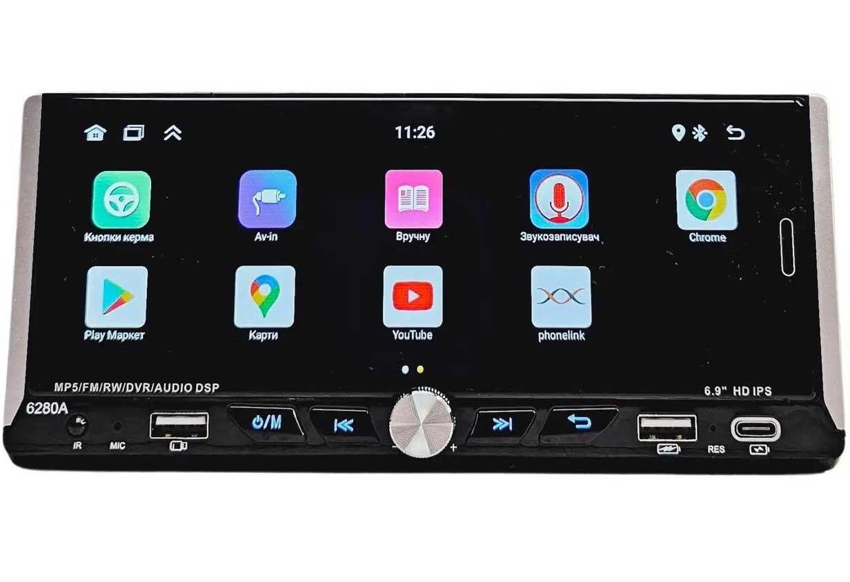 Автомагнитола 6280A 1DIN 6,9" Android 13 Carplay 2/32 GB (43201-6280A_2210) - фото 3