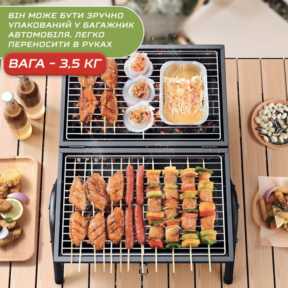 Мангал-гриль Бочка двосторонній з двома решітками Black (25105698) - фото 4