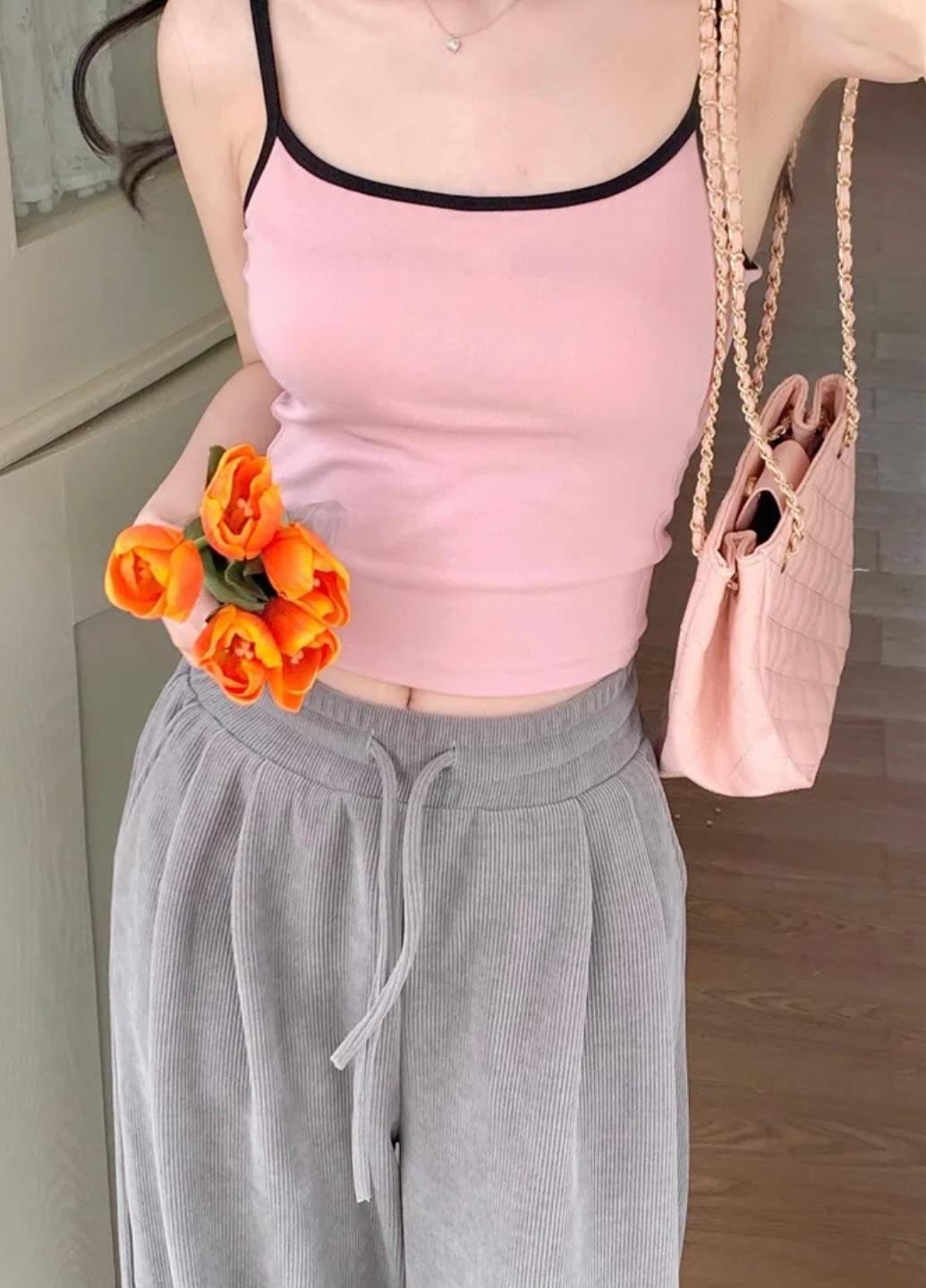 Майка женская хлопковая Two Colors с вкладышами One size Пудровый (1865-42-01) - фото 4