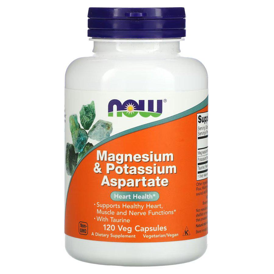 Магний и калий аспартат NOW Magnesium & Potassium Aspartate with Taurine 120 capsules
