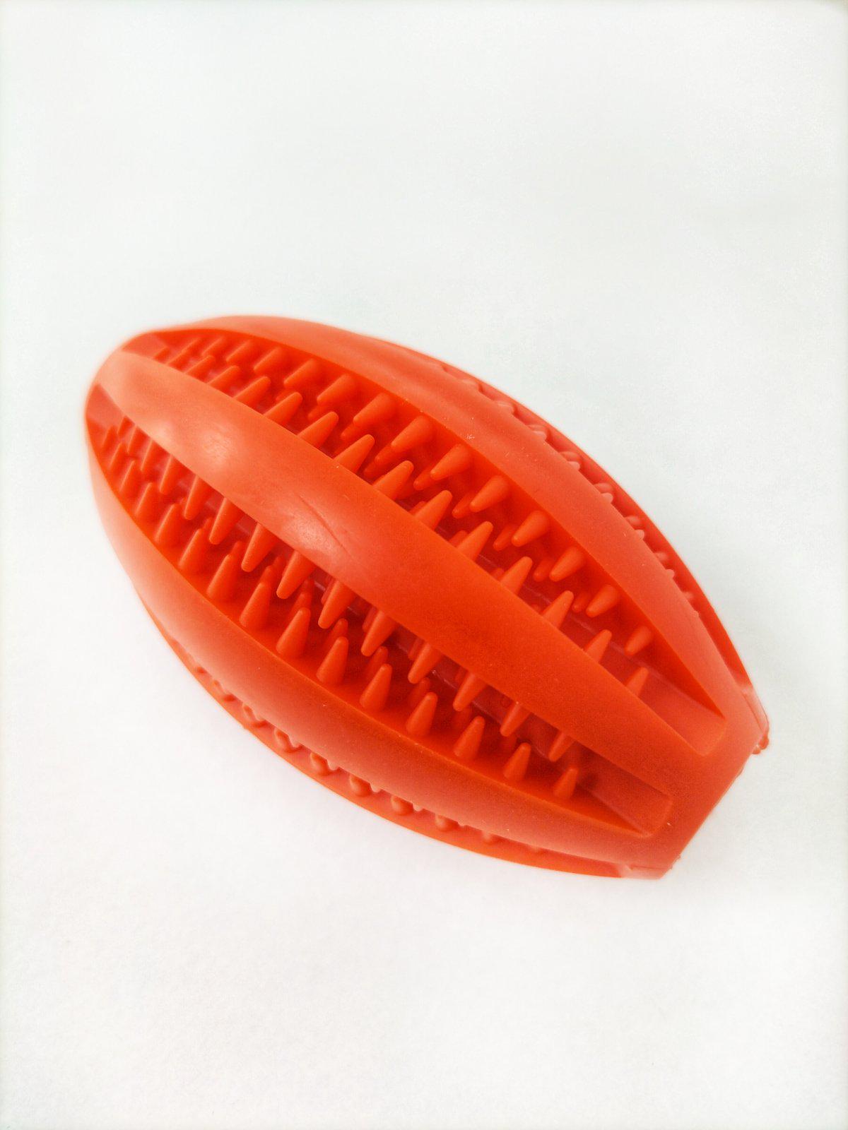 М'яч для собак TPR овальний із зубцями у формі регбі 9 см Жовтий (ІГ-ТПР003п)