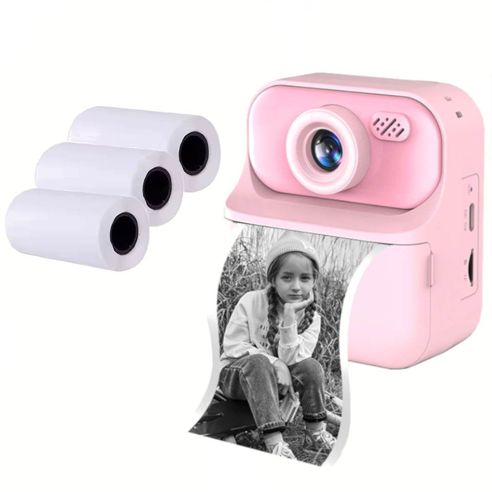 Фотоаппарат детский мгновенной печати с фронтальной камерой print camera Розовый (2832890545)