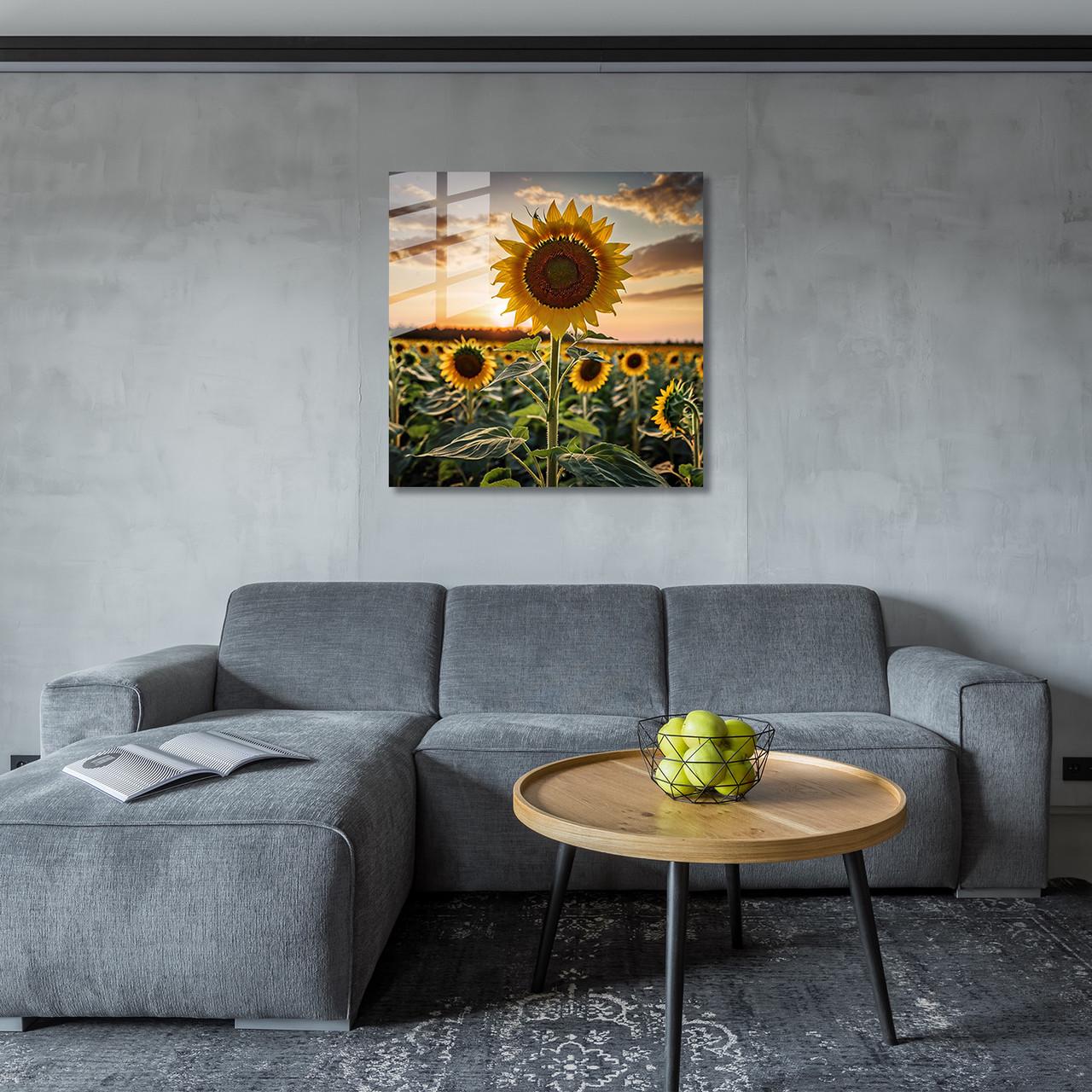 Картина на стекле NovellaPrint Подсолнухи на закате 70х70 см (495.2) - фото 6