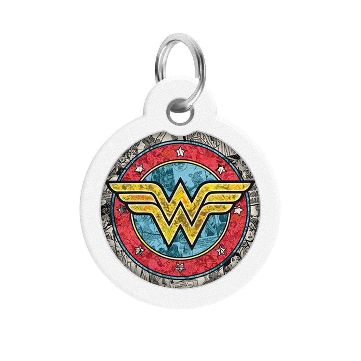 Адресник металлический для собак и кошек Waudog Smart ID Чудо-женщина 2 с QR паспортом круг 30 мм (230-1013 Col)