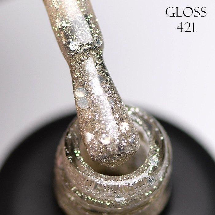 Гель-лак GLOSS 421 с крупными блестками 11 мл Золотистый (58469)
