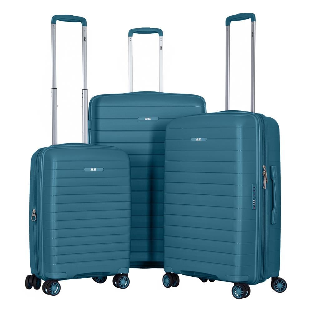 Набор дорожных чемоданов 2E Aero 2E SPP-AERO-SET3-TB из полипропилена TSA-замок 4 колеса L/M/S Синий (642454)