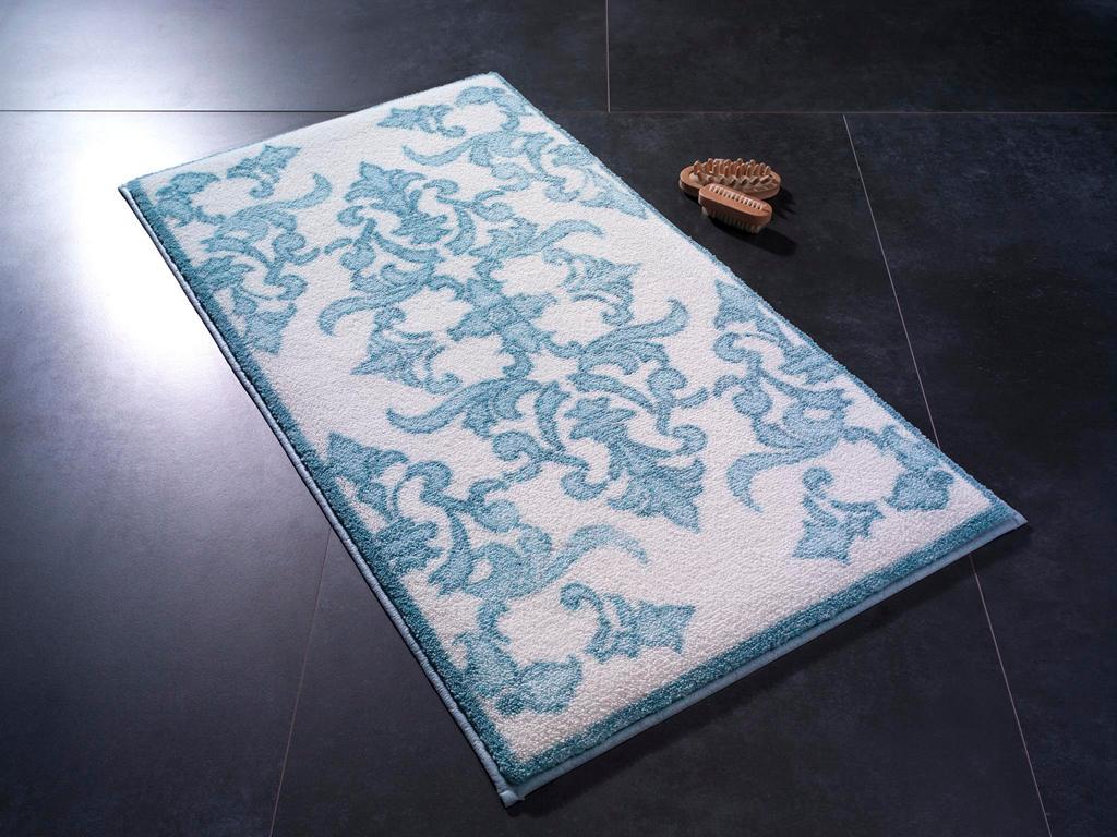 Коврик для ванной комнаты Shabby Damask 80х140 см Бело-синий (259871)