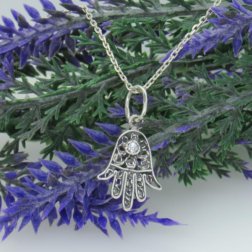 Срібний підвіс з фіанітом Хамса ажурна (1129972507) - фото 3 Срібний підвіс з фіанітом Хамса ажурна (1129972507) - фото 3