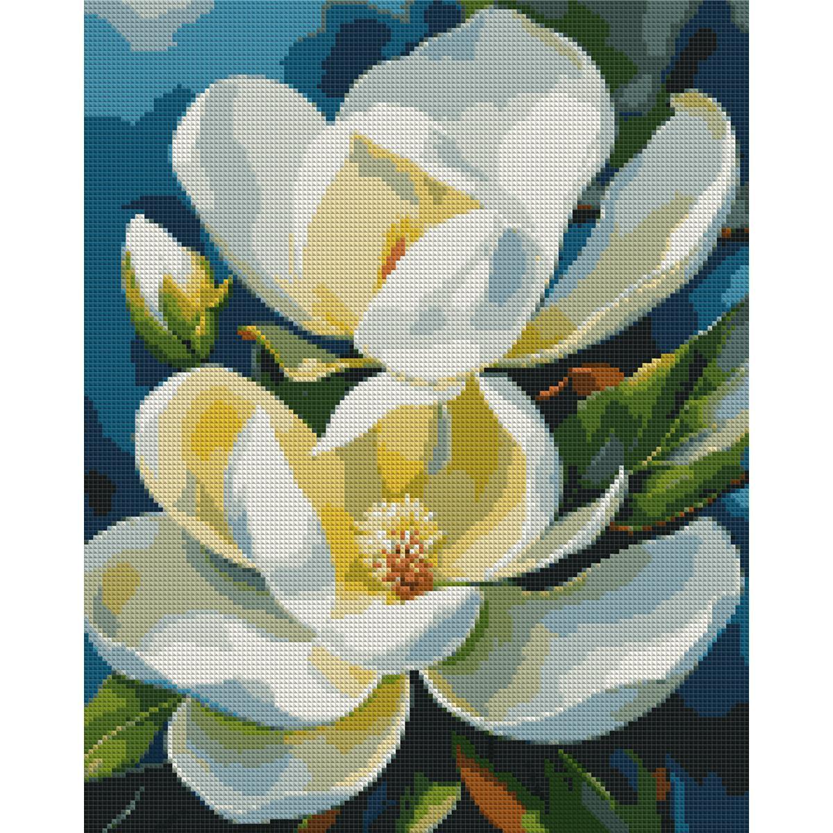 Алмазная мозаика Santi Белая магнолия 40x50 см на подрамнике (Top-954788)