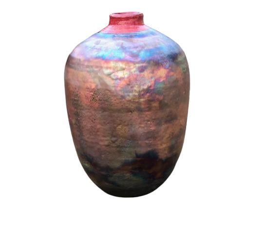 Ваза керамічна handmade випал в техніці Раку 27 см (SKU105)