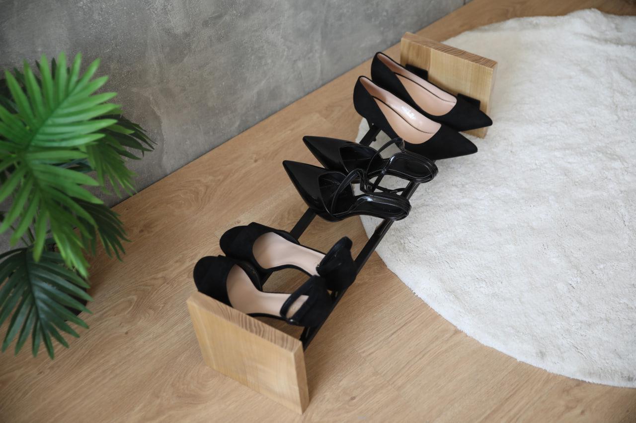 Полочка для обуви Shoe holder из металла и дерева 80х20х20 см (ML-81.5) - фото 2
