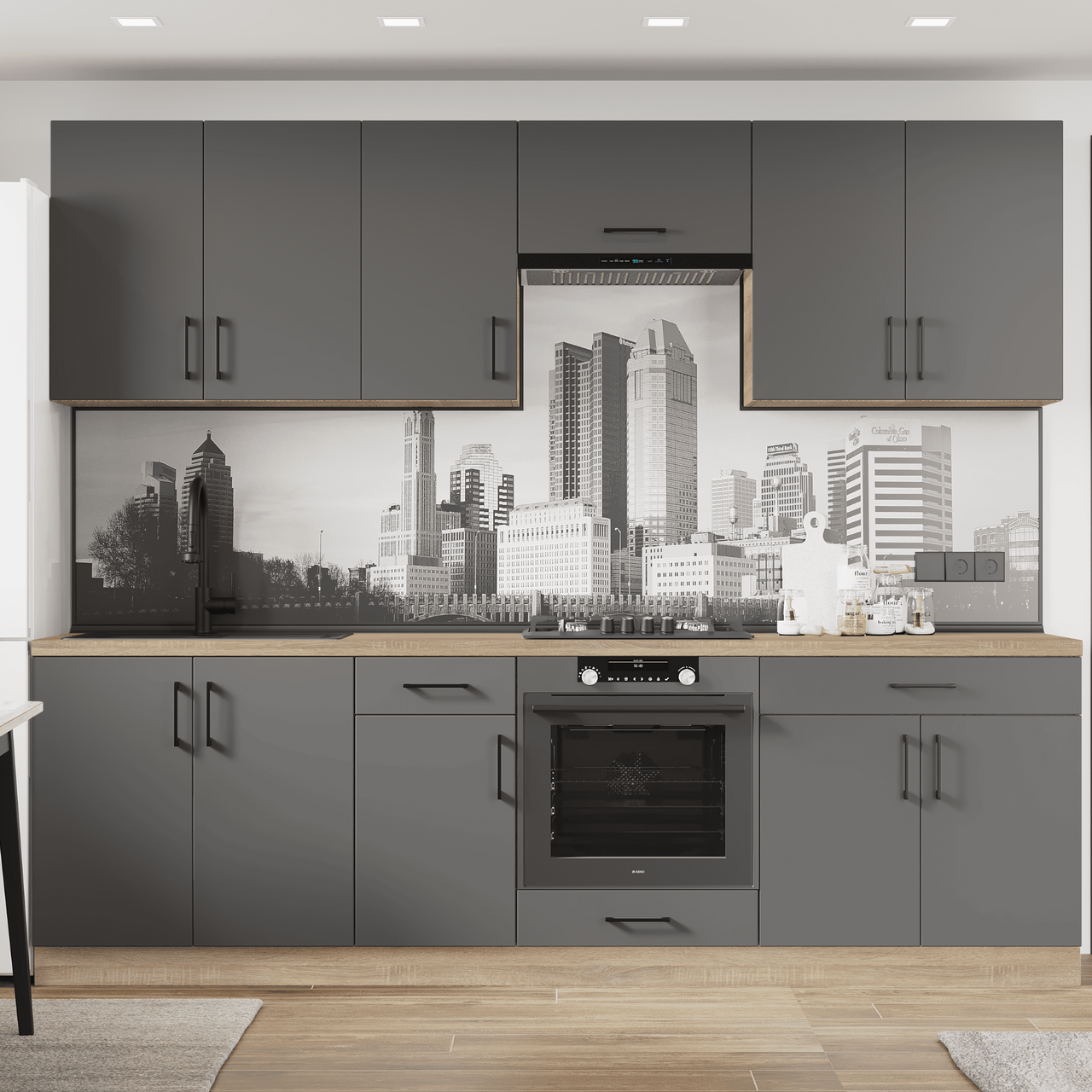 Комплект кухні К-6 Еверест Оптіма зі стільницею 2,6 м Графітовий (ЕК-25026) - фото 1