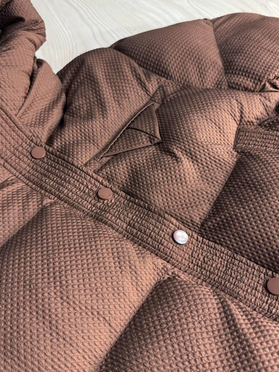 Куртка жіноча LADY YEP 10039 вафельна пуффер оверсайз з капюшоном р. 42 Коричневий (4881) - фото 2 Куртка жіноча LADY YEP 10039 вафельна пуффер оверсайз з капюшоном р. 42 Коричневий (4881) - фото 2