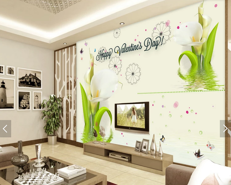 Фотообои 3D флизелиновые цветочные для спальни/зала/кухни Белые каллы