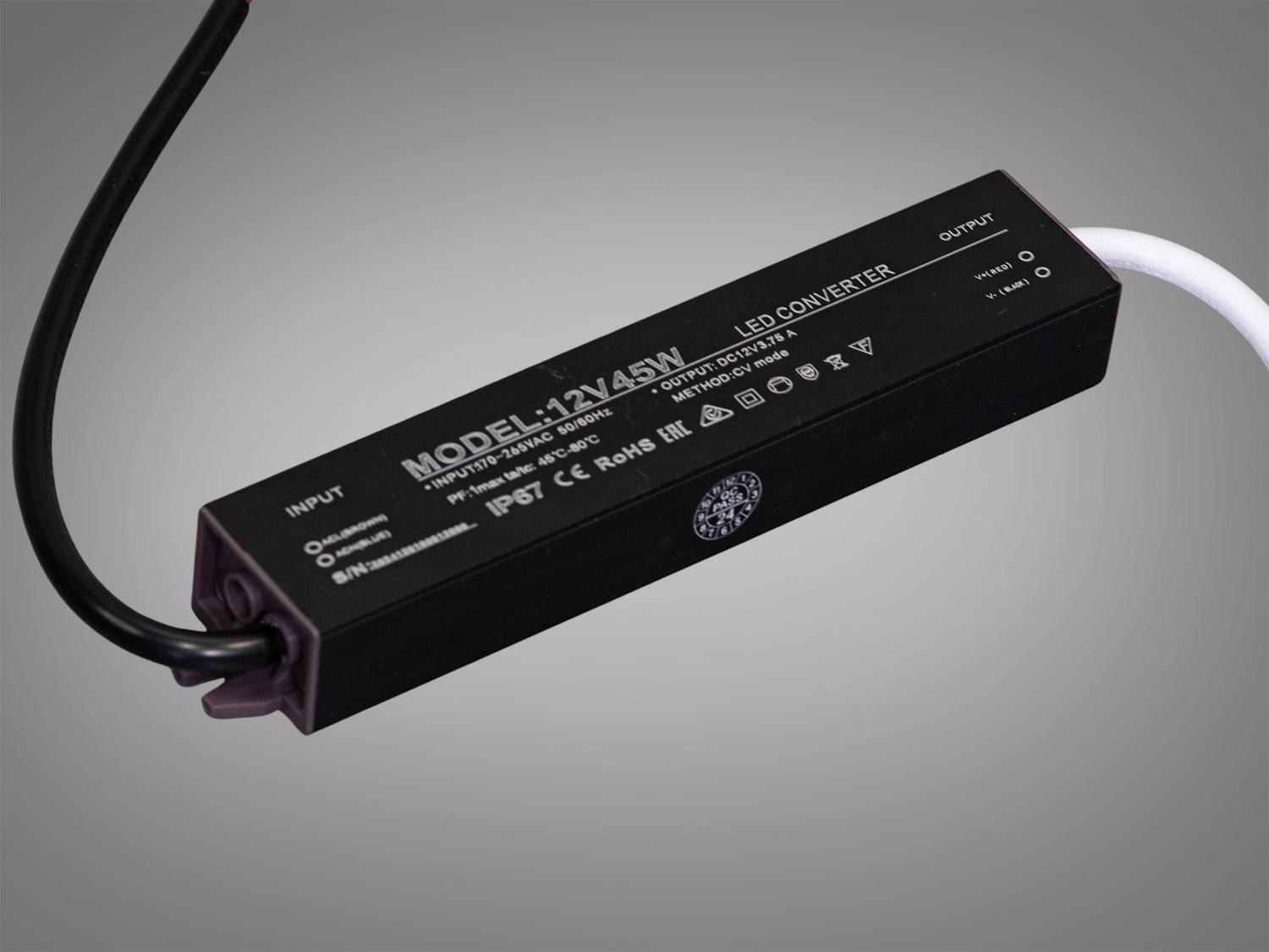 Блок питания ультратонкий 12 В 45 Вт 3,75А герметичный (PPF-SY-C-12v-45w)