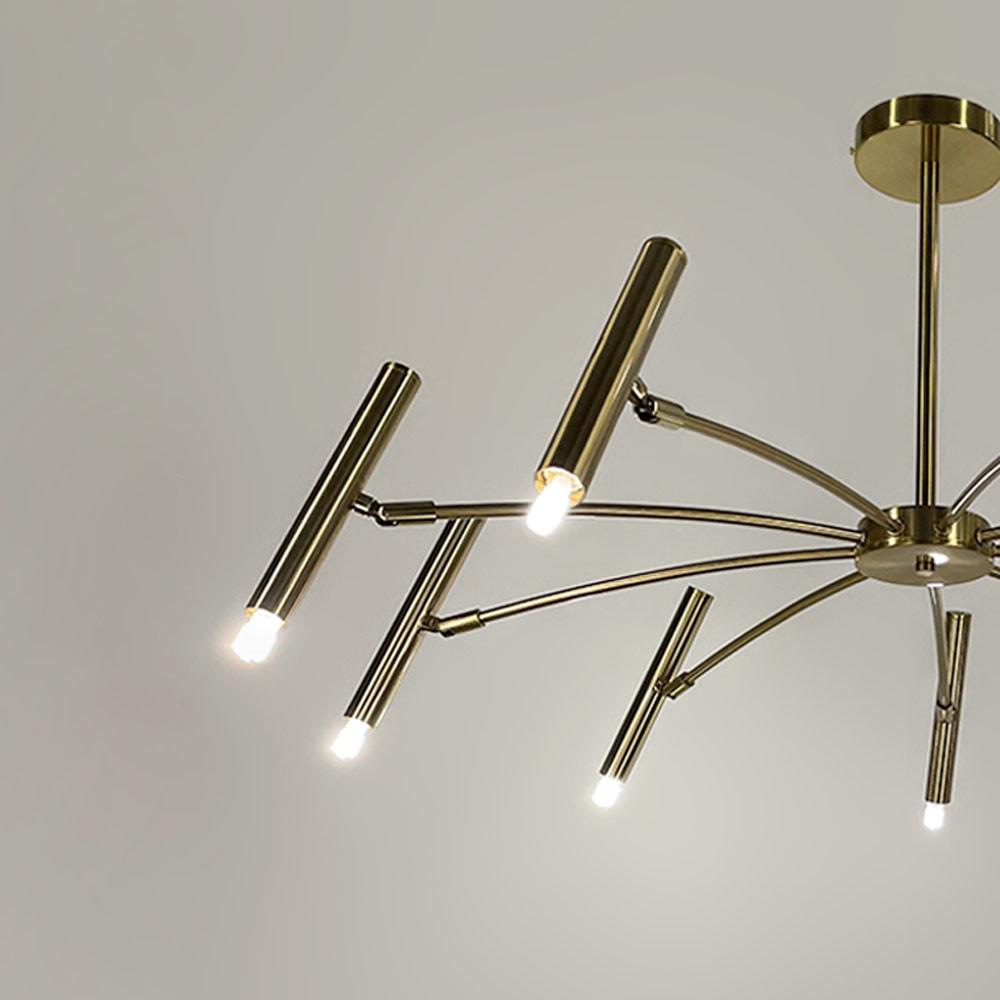 Люстра трубчаста з 9 регулюючими плафонами Латунь (LF_ST 01/9 AB) - фото 3 Люстра трубчаста з 9 регулюючими плафонами Латунь (LF_ST 01/9 AB) - фото 3