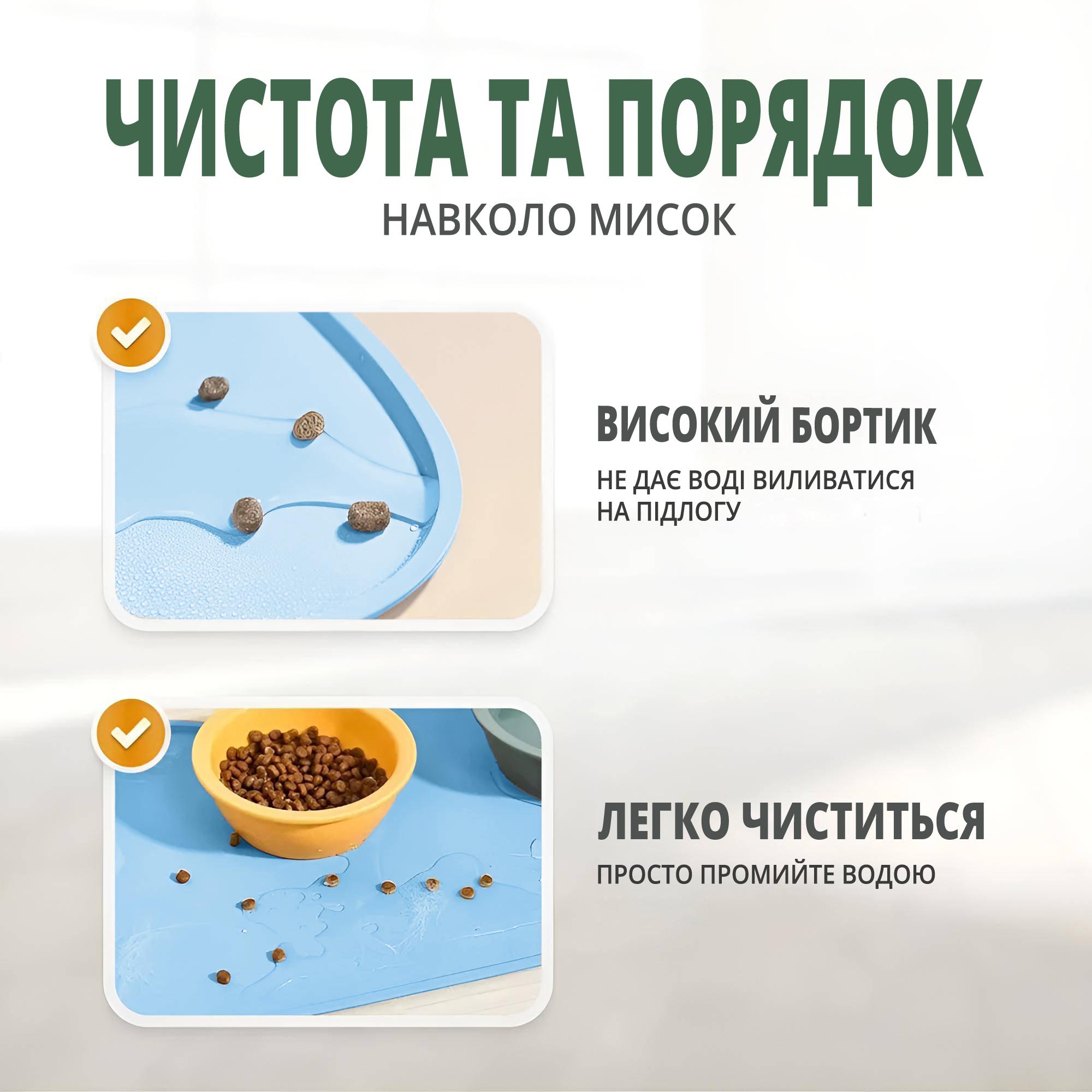Килимок під миски для котів і собак силіконовий 24х44 см Блакитний - фото 5 Килимок під миски для котів і собак силіконовий 24х44 см Блакитний - фото 5