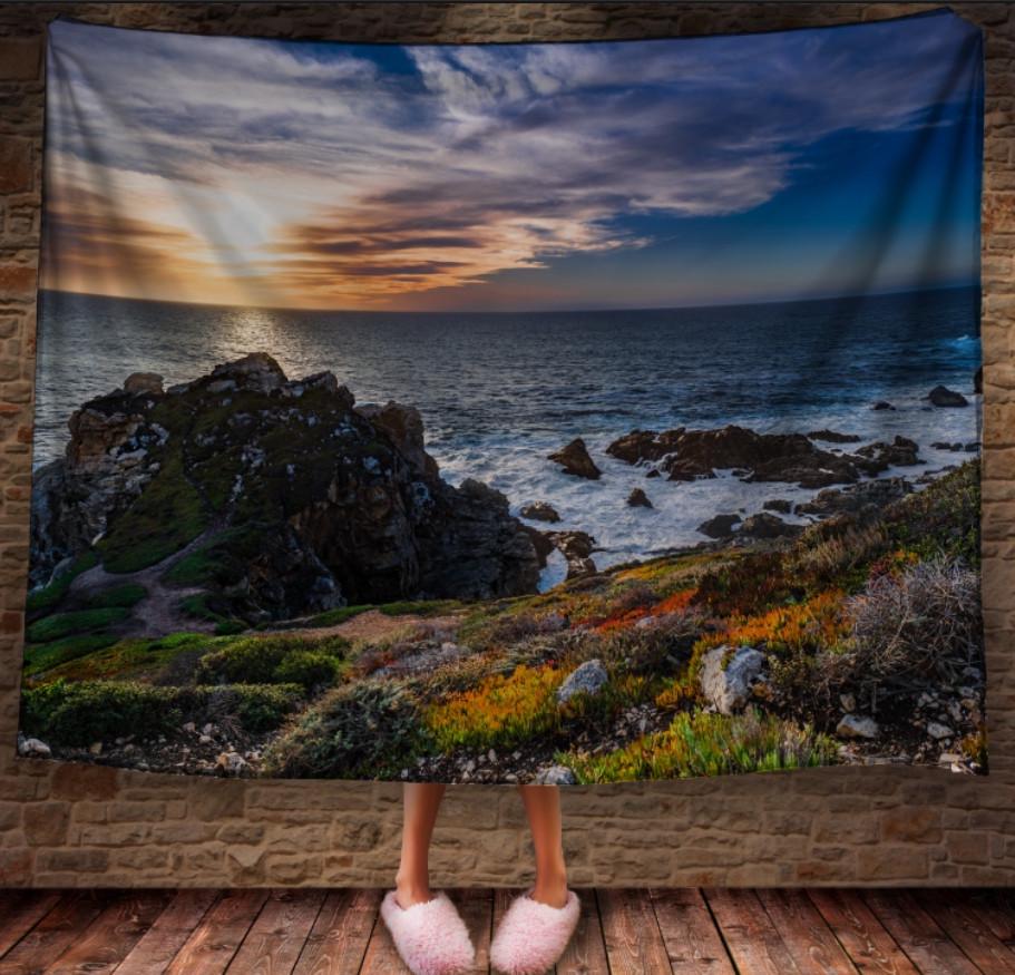 Плед с 3D принтом Sunset at Big Sur 150х200 см (epi_0480)