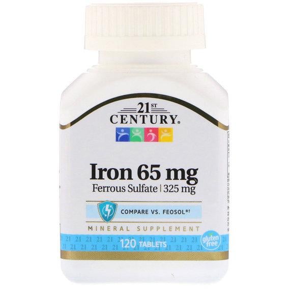 Микроэлемент Железо 21st Century Iron 65 мг 120 Tabs