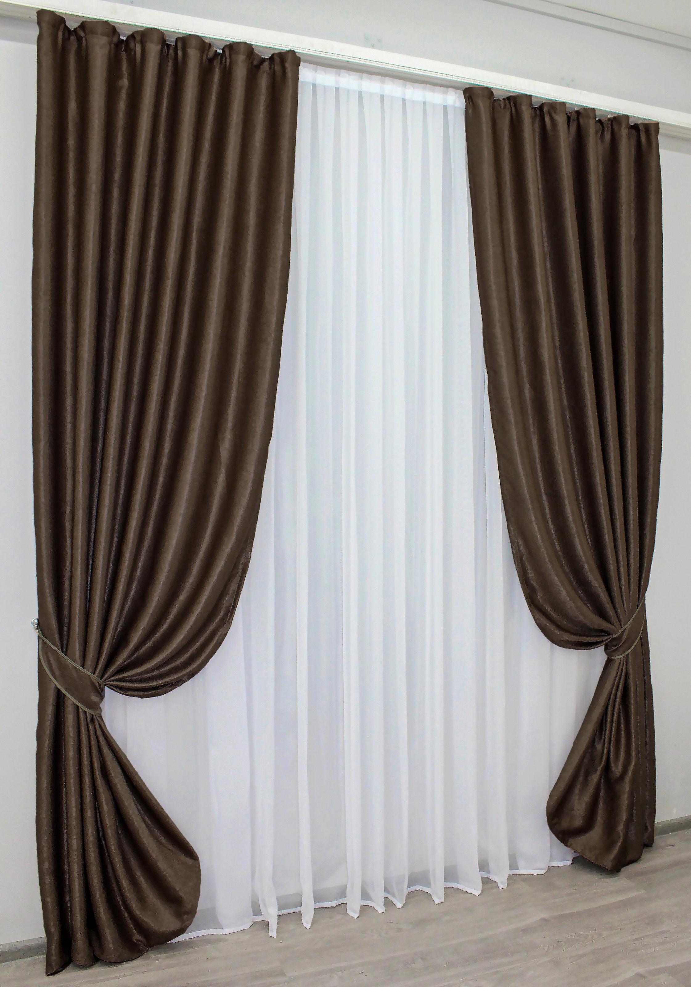 Комплект штор VR-Textil Софт № 1166ш 150х270 см 2 шт. Коричневий (30-973)