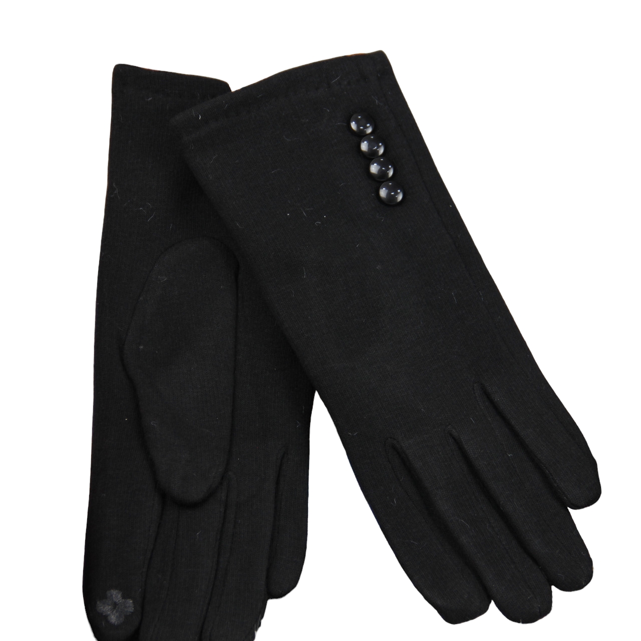 Перчатки женские сенсорные трикотажные на меху шитые 3 пуговицы S-M (34106)