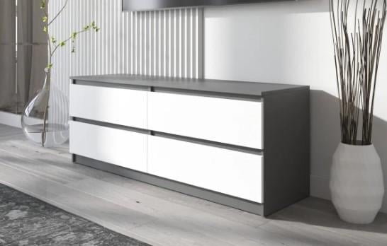 Подставка под ТВ с полками и ящиками для хранения 1400х530х400 мм Белый/Антрацит (403403) - фото 1 Подставка под ТВ с полками и ящиками для хранения 1400х530х400 мм Белый/Антрацит (403403) - фото 1