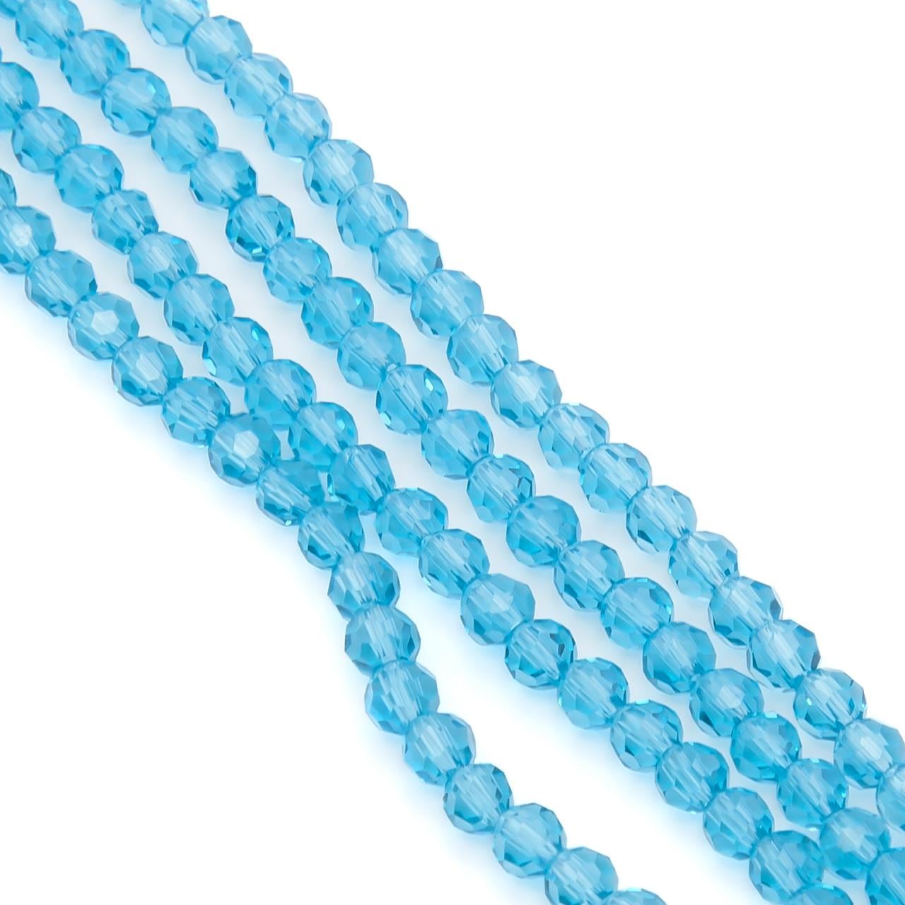 Бусины хрусталь огранка шар 95 шт. 37 см 4 мм прозрачный Голубой (БС0004х71)