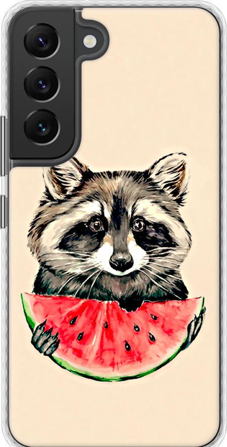 Чехол на Samsung Galaxy S22 Енотик с арбузом (4605pc-2494-42517)