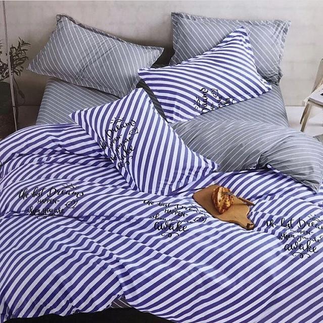 Комплект постельного белья Family Полоска двуспальный Бязь голд 9981908 Синий (DR010458)