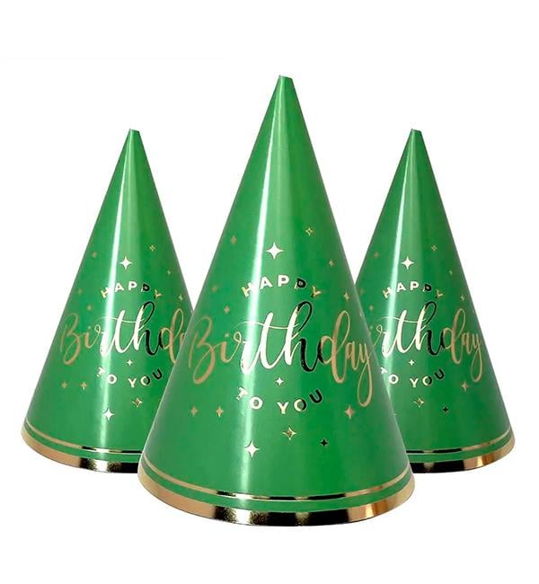 Колпачки бумажные Happy Birthday 5 шт. Зеленый (1356324)