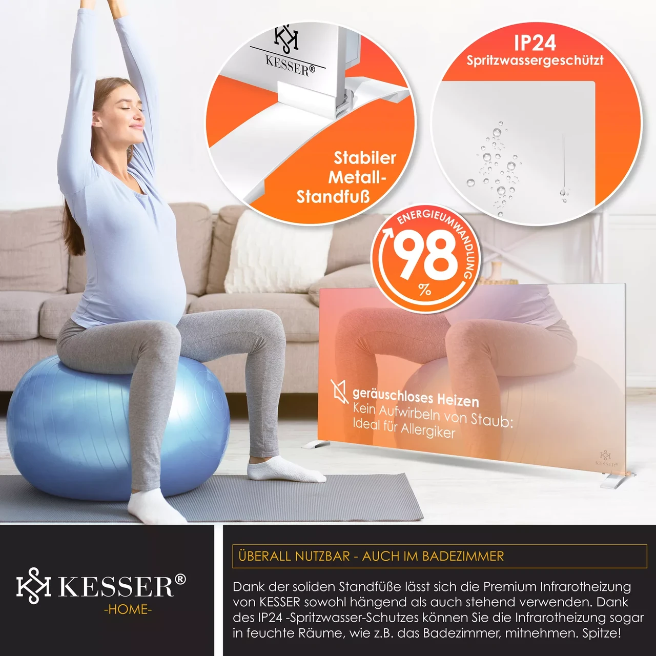 Инфракрасный обогреватель KESSER 50°C 500 Вт (225852449725-500) - фото 3