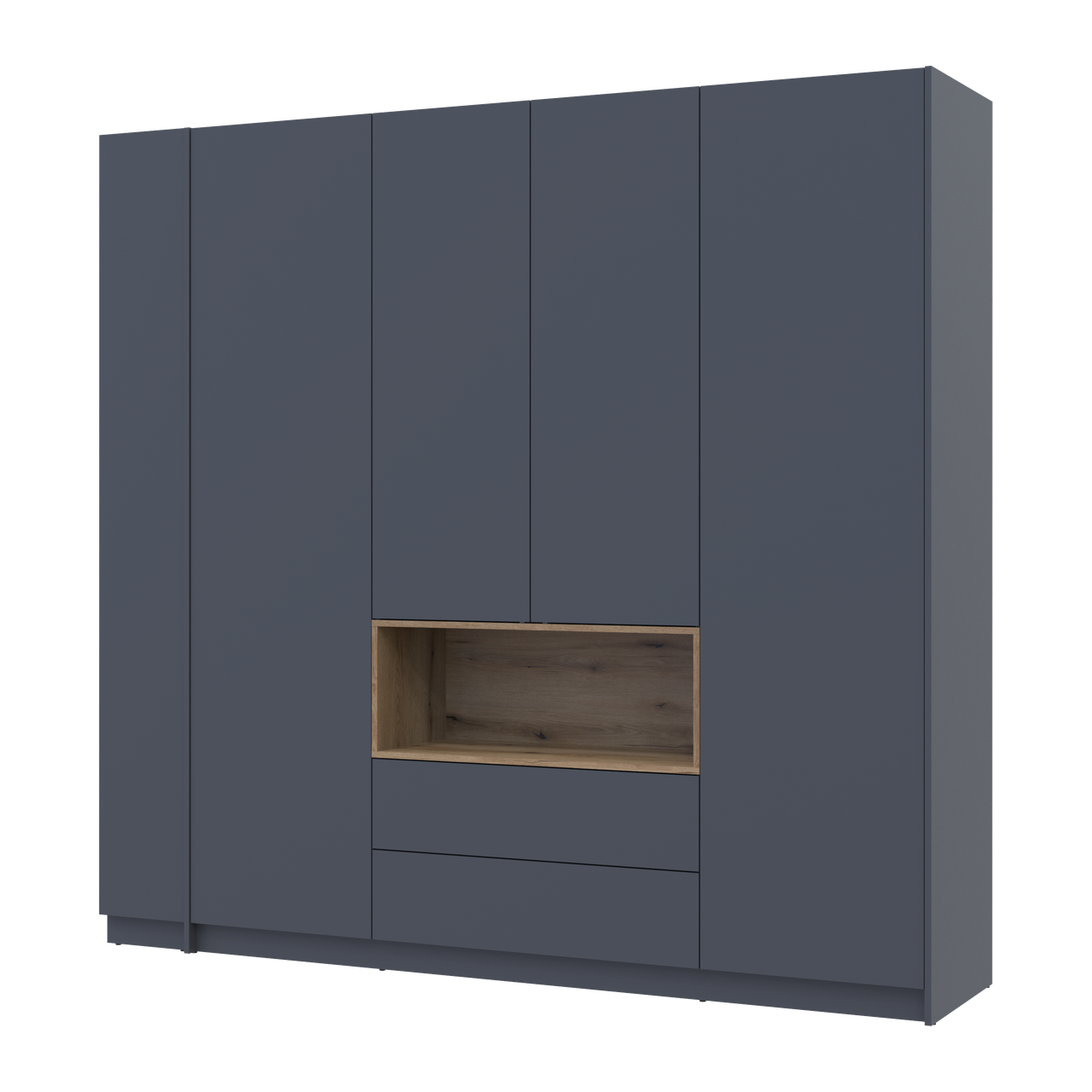 Шкаф для одежды с нишей и этажеркой Doros Дейл 4 ДСП 234х52х220 см Графитовый/Дуб Эвок (44900339)