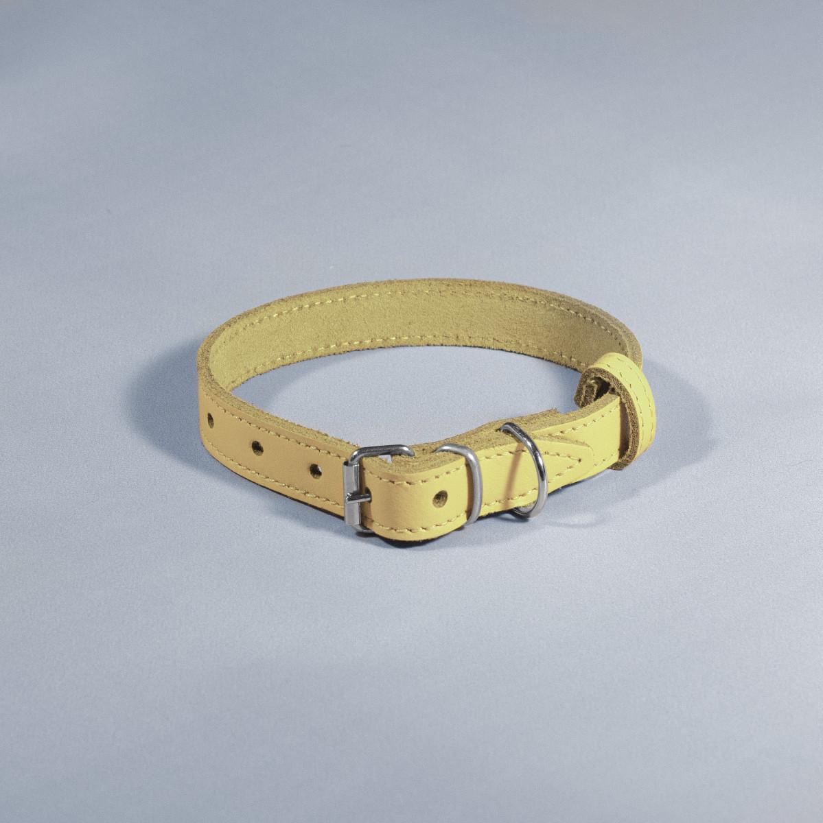 Нашийник для собак шкіряний ВЕСНА 25 мм х 36-46 см Жовтий (2296448953) - фото 1
