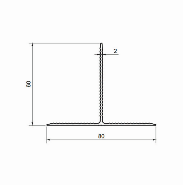 Тавр алюминиевый рифленый без покрытия 80х60х2 мм (0000404453) - фото 2