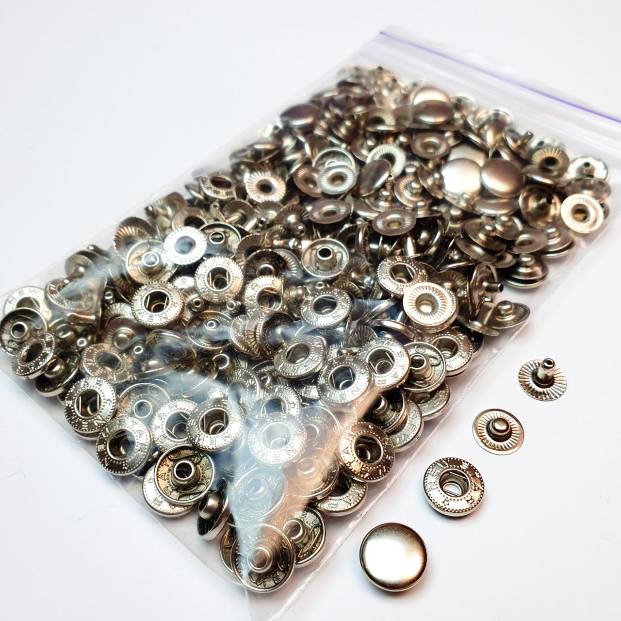 Кнопка металева Strong Alfa 12,5 мм 100 шт. Сріблястий нікель