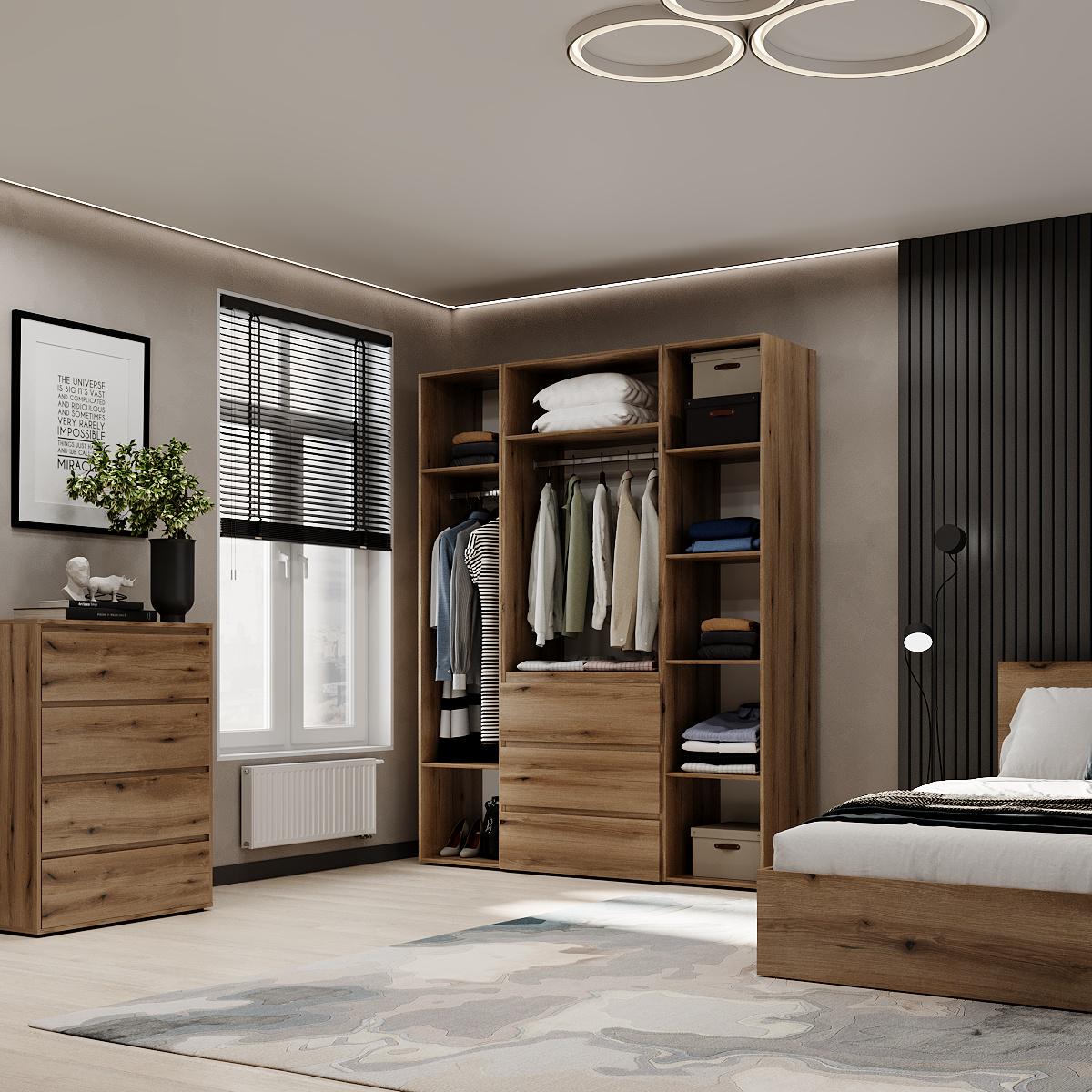 Шафа розпашна комбінована ART IN HEAD №1 Light 1600x500x2200 мм Дуб Евок прибережний (GALTK0110000000) - фото 4 Шафа розпашна комбінована ART IN HEAD №1 Light 1600x500x2200 мм Дуб Евок прибережний (GALTK0110000000) - фото 4