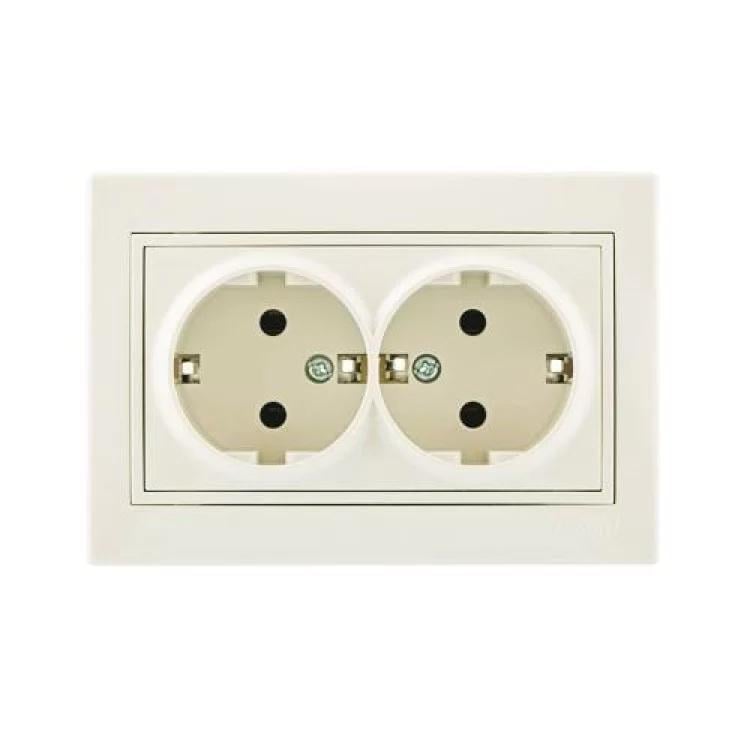 Розетка подвійна Rain із заземленням Кремовий (703-0303-127В)