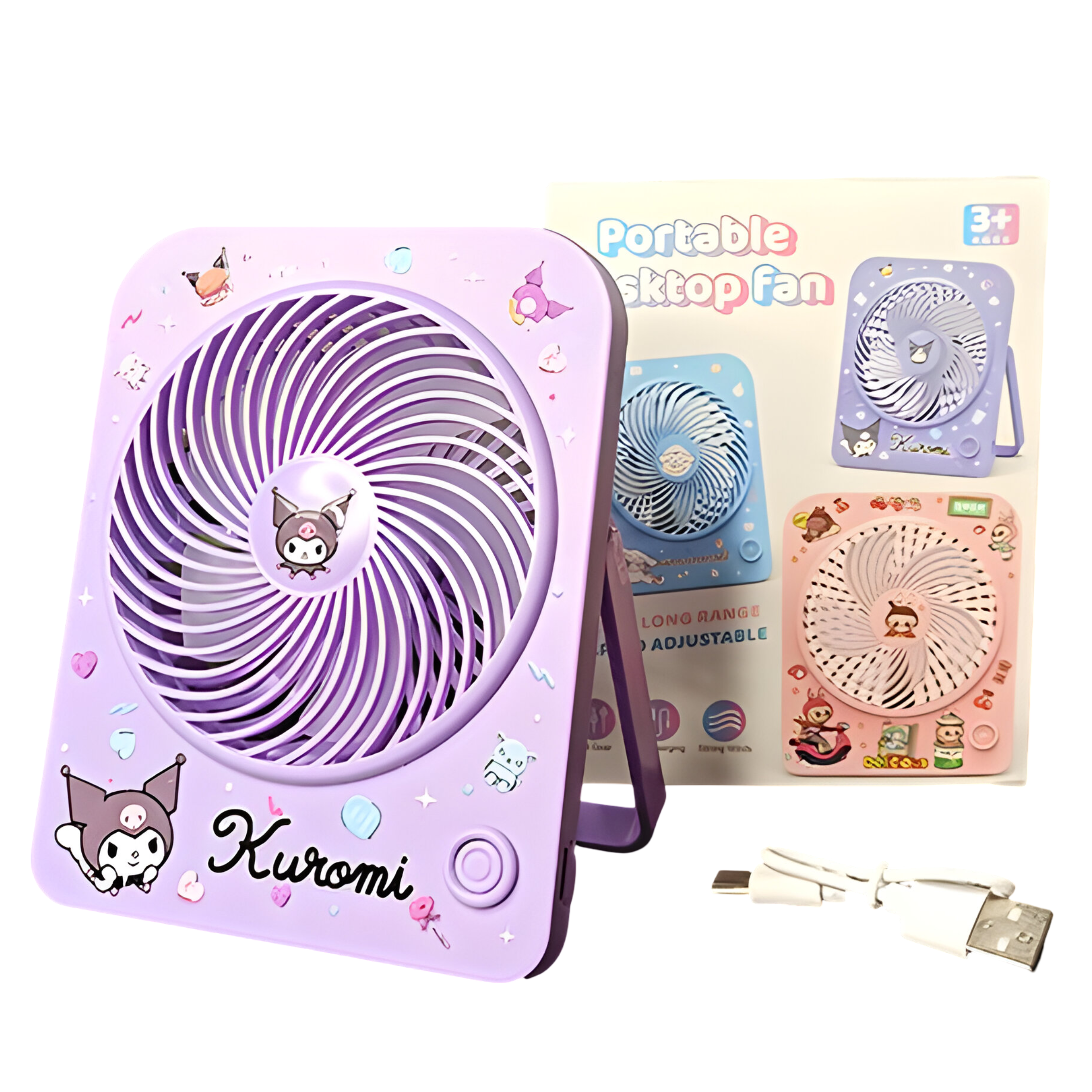 Вентилятор-USB дитячий настільний Куромі Фіолетовий (6830A)