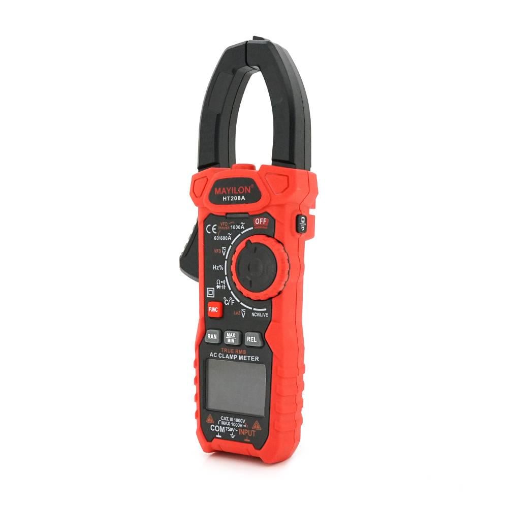 Токові кліщі Mayilon HT-208A вимірювання V/A/Ω/C Hz DUTY °C/°F NCV True RMS Data Hold Max/Min REL продзвонювання тест діодів
