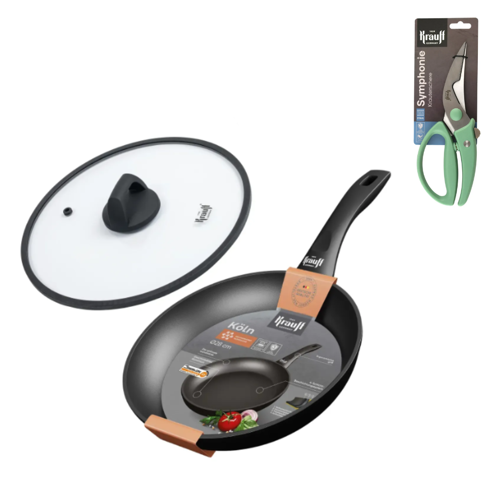 Сковорода с крышкой Krauff Koln 28 см с ножницами для птицы (28751)