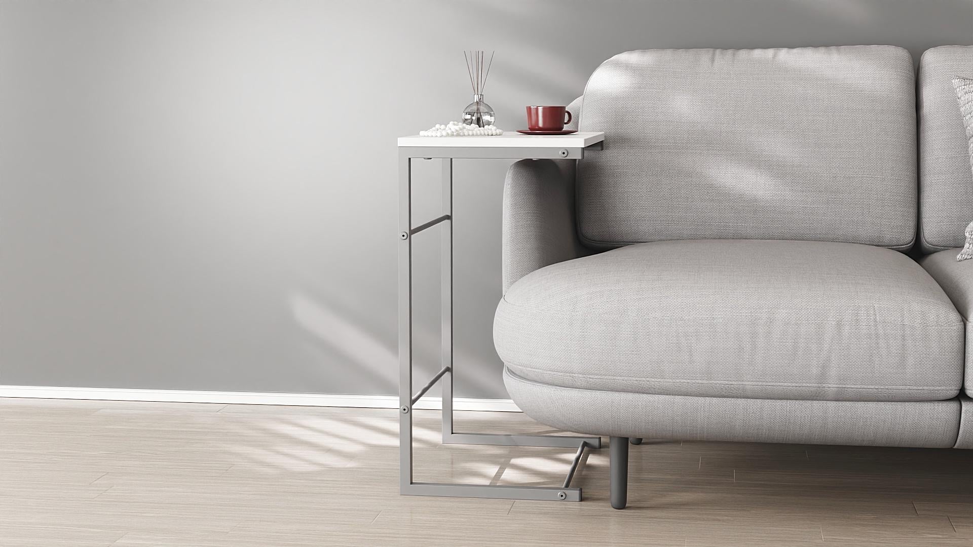 Столик Ferrum-decor Терри металл/ДСП 16 мм 650x440x330 мм Серый/Белый (FRD-104662)