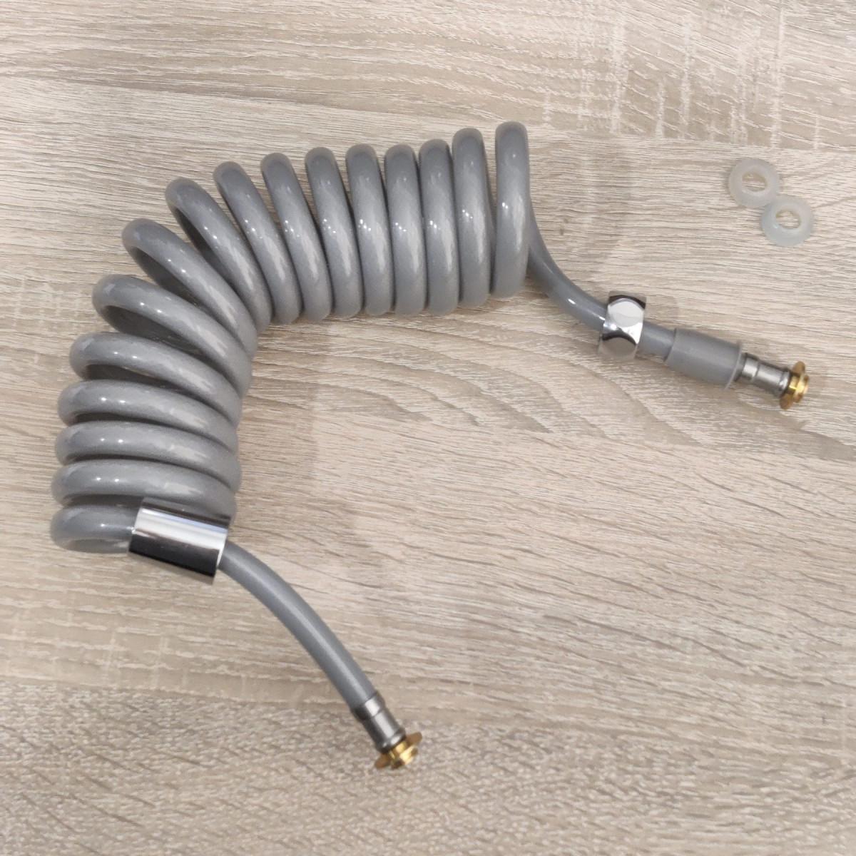 Шланг для гигиенического душа Disfact PU-CU Reinforced с армированием спиральный 2 м Серый/Хром (2501) - фото 3