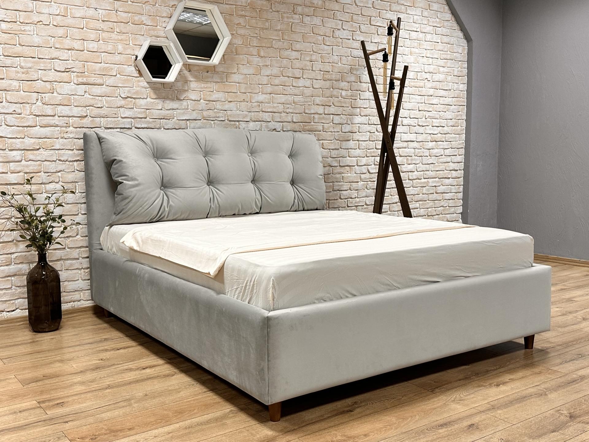 Ліжко Capitone Style Adaline з нішею для речей 180x200 см Сірий (26224705)