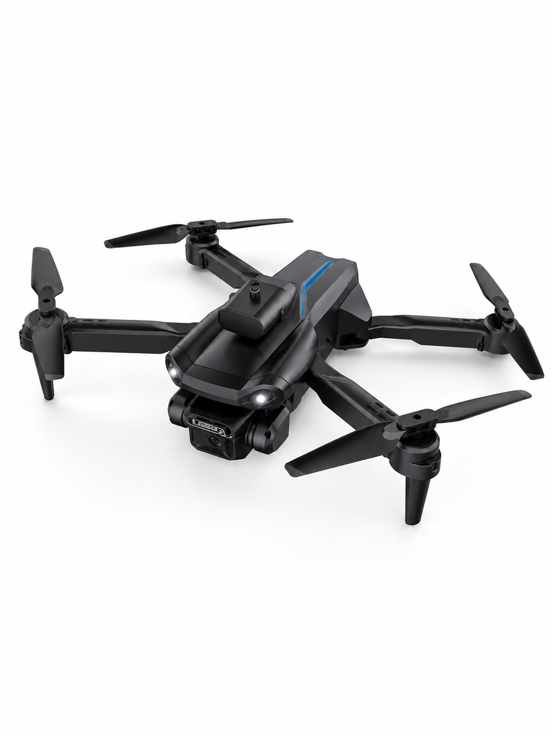 Дрон квадрокоптер с камерой для аэросъемки складывающийся с Wi-Fi FPV удержанием высоты и обходом помех Черно-синий (49676329)