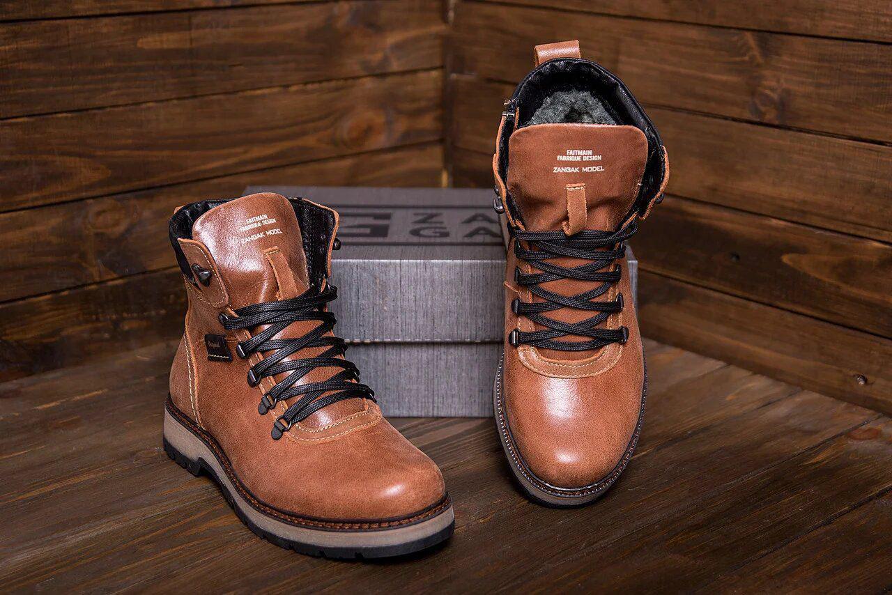 Сапоги мужские зимние кожаные ZG Military Style р. 40 26 см Коричневый (28546176) - фото 9