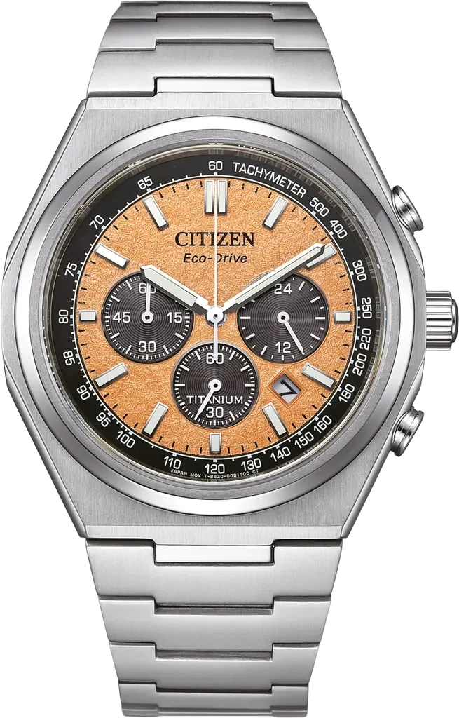 Наручные часы мужские Citizen CA4610-85Z Eco-Drive с сапфировым стеклом/титановым корпусом/оранжевым циферблатом и водозащитой 100 м Наручные часы мужские Citizen CA4610-85Z Eco-Drive с сапфировым стеклом/титановым корпусом/оранжевым циферблатом и водозащитой 100 м