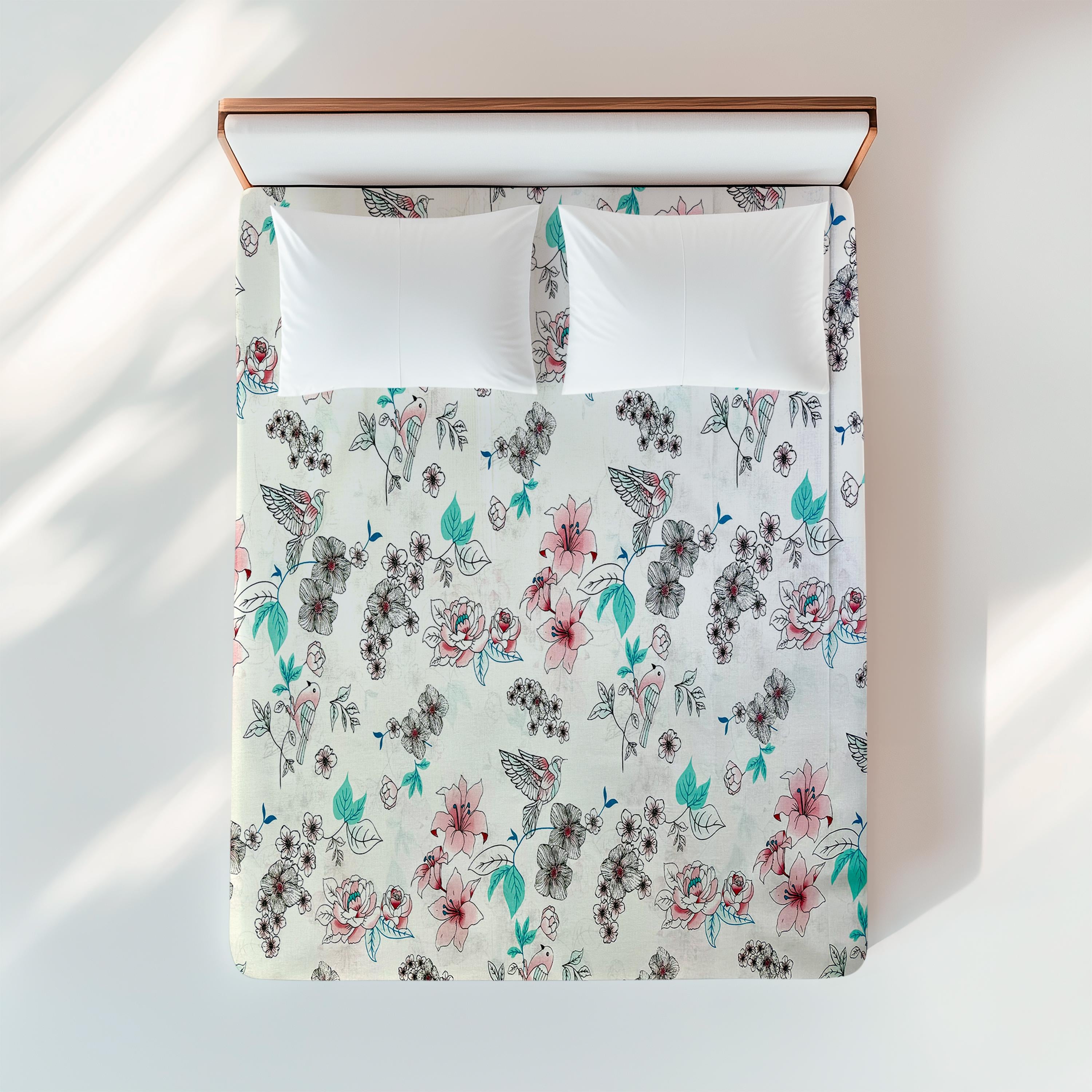 Простынь из бязи Птичка и цветочки 200х220 см (G-13-013/-200x) Простынь из бязи Птичка и цветочки 200х220 см (G-13-013/-200x)