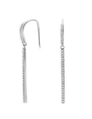 Сережки срібні тонкі підвіски з мініатюрними фіанітами