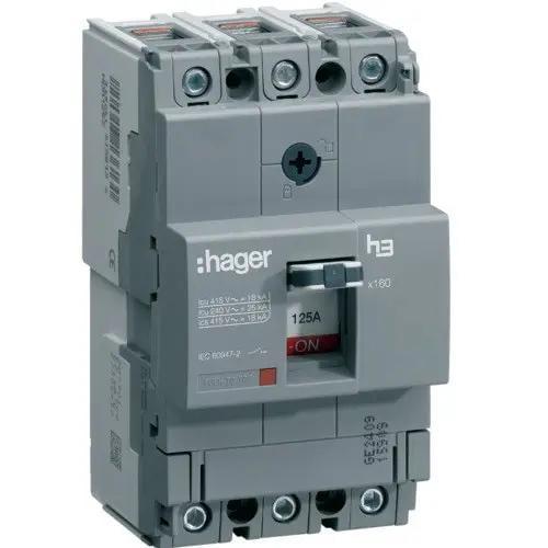 Автоматический выключатель корпусной Hager HDA125L 160 3-полюсы 18kA 125A Hager HDA125L (00000045871)